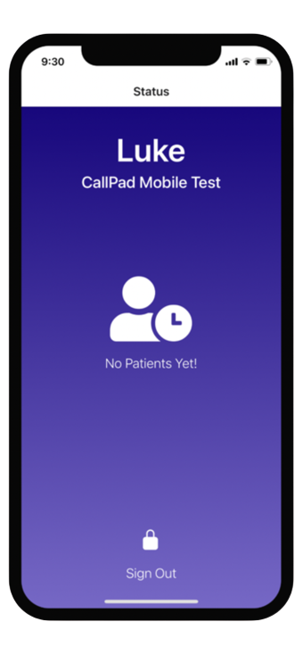 Screenshot of Call Pad Mobile User Home Screen
